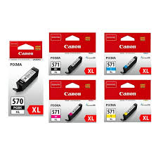 PGI-570XL (Black) CLI-571XL (Black Cyan Magenta Yellow) - 5 Ink Cartridges Pack (PGI-570XLBK CLI-571XLCMYK Multipack)